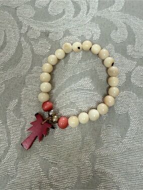 Tagua Beaded Bracelet with Palm Tree